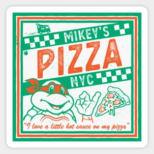 Mikey's Ninja Turtles Pizza Takeout - I like a little Hot Sauce - Retro 90s Comic Magnet